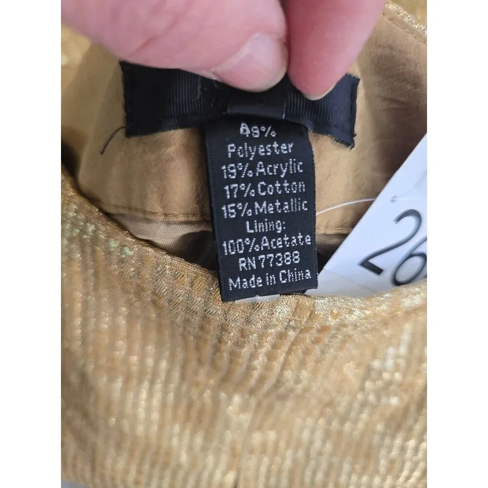 J. Crew Collection Gold Metallic Pleated Mini Skirt glam chic elegant bling